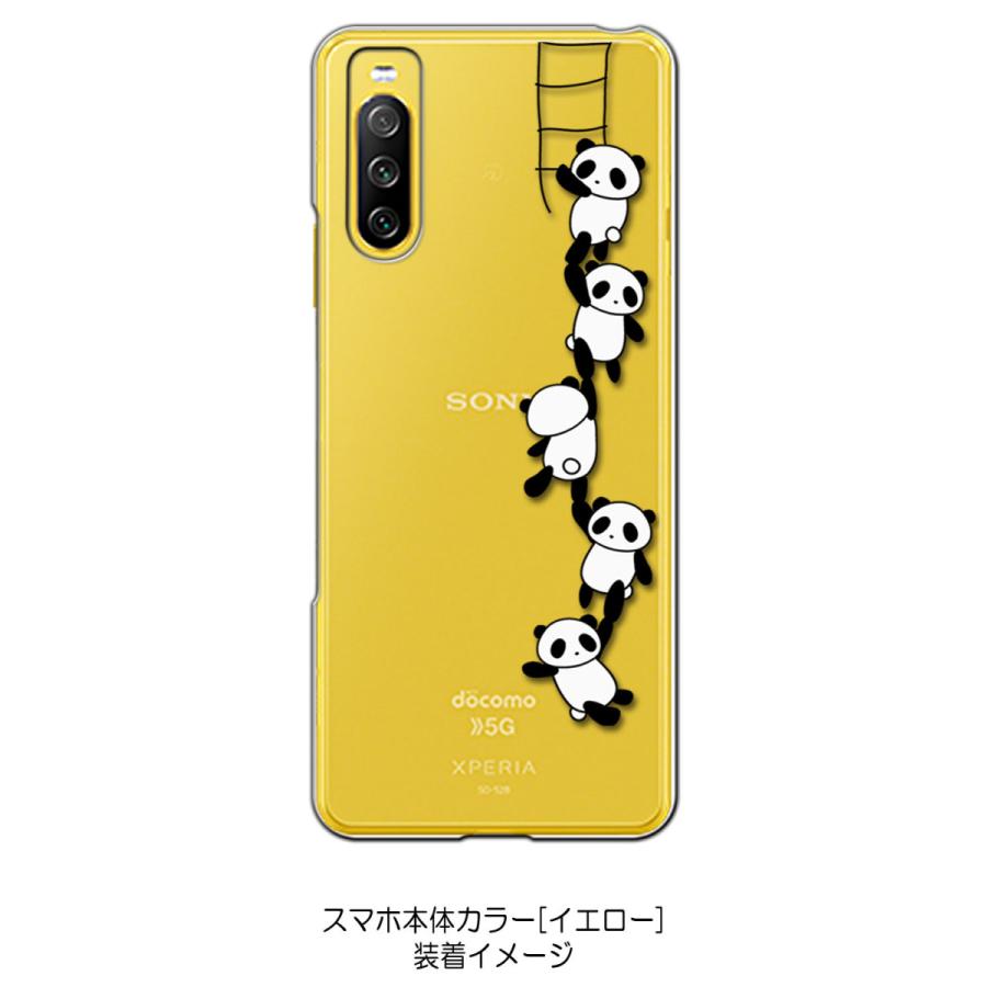 Xperia 10 III SO-52B SOG04 クリア ハードケース ぶらさがりパンダ