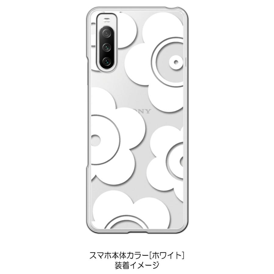 Xperia 10 III SO-52B SOG04 クリア ハードケース t026-ホワイト 花柄