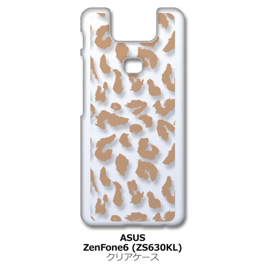Zenfone6 ZS630KL Asus ゼンフォン6 クリア ハードケース ヒョウ柄（ブラウン）半透明透過 アニマル 豹 スマホ ケース スマートフォ｜ss-link
