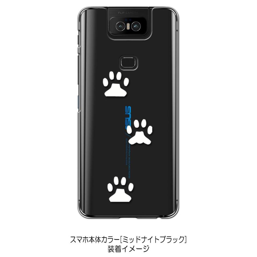 Zenfone6 ZS630KL Asus ゼンフォン6 クリア ハードケース 肉球 犬 猫 ネコ 足跡 （ホワイト） カバー ジャケット スマートフォン スマホケース｜ss-link｜03