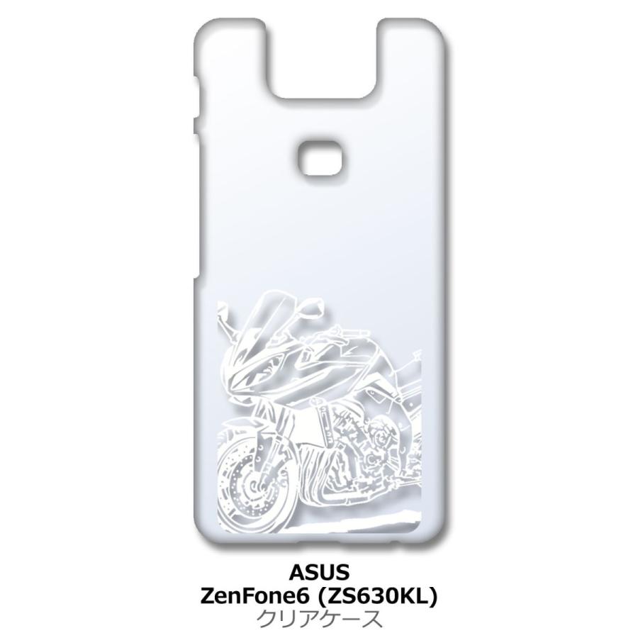 Zenfone6 ZS630KL Asus ゼンフォン6 クリア ハードケース バイク イラスト クール （ホワイト） カバー ジャケット スマートフォン スマホケース｜ss-link