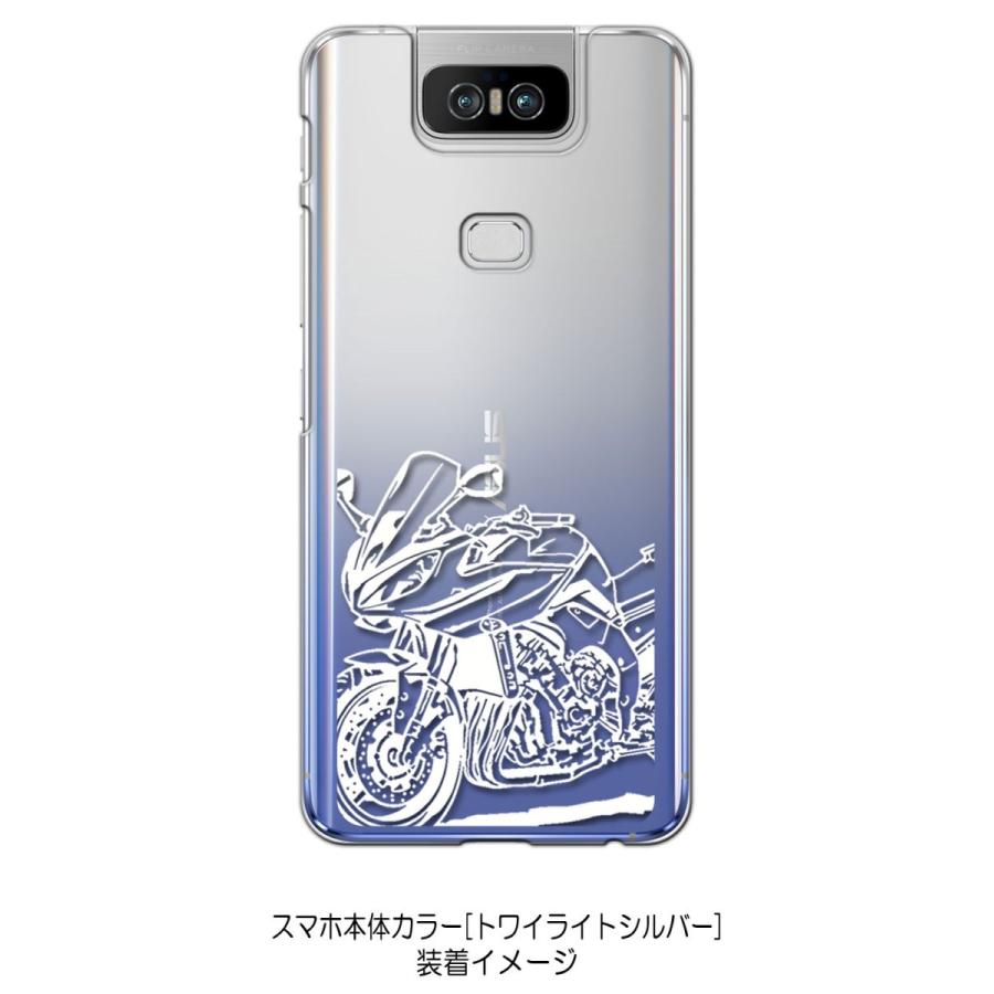 Zenfone6 ZS630KL Asus ゼンフォン6 クリア ハードケース バイク イラスト クール （ホワイト） カバー ジャケット スマートフォン スマホケース｜ss-link｜02