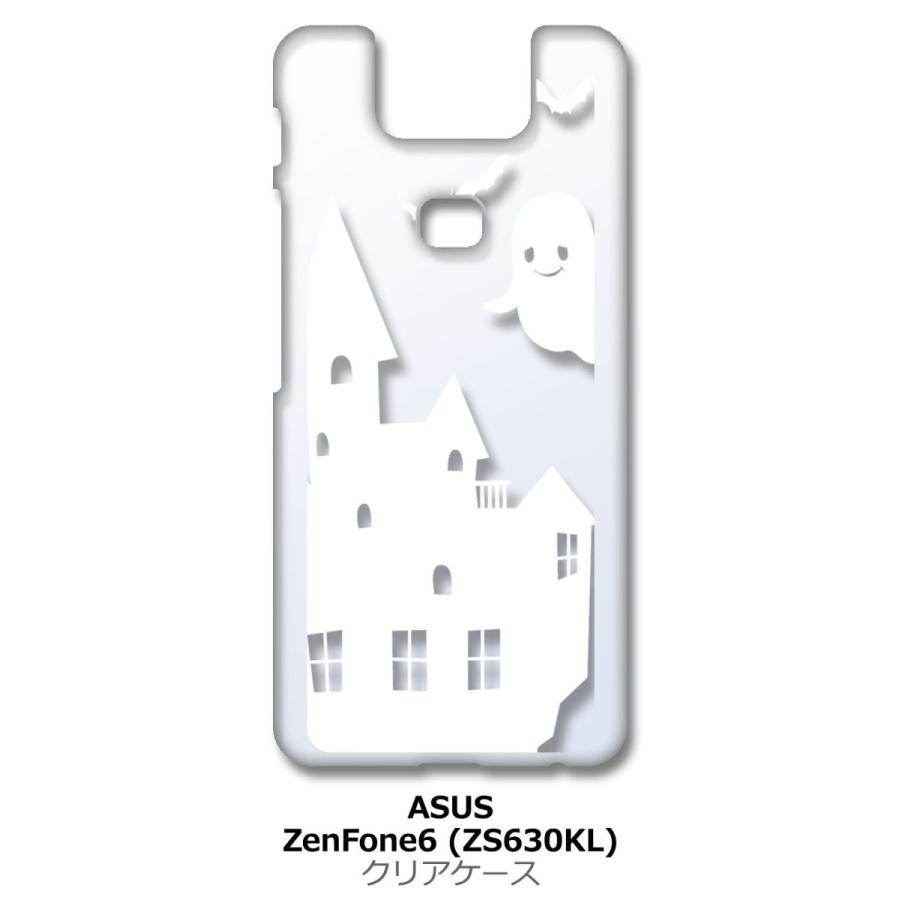 Zenfone6 ZS630KL Asus ゼンフォン6 クリア ハードケース おばけ ゴースト お城 （ホワイト） カバー ジャケット スマートフォン スマホケース｜ss-link