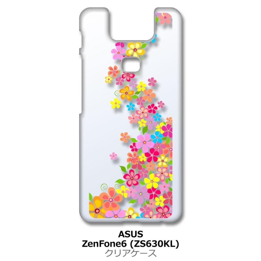 Zenfone6 ZS630KL Asus ゼンフォン6 クリア ハードケース 花柄 フラワー 小花柄 カラフル ライン スマホ ケース スマートフォン カバ｜ss-link