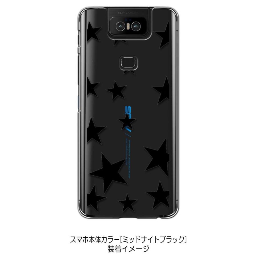 Zenfone6 ZS630KL Asus ゼンフォン6 クリア ハードケース 星 スター ブラック スマホ ケース スマートフォン カバー カスタム ジャケ｜ss-link｜03