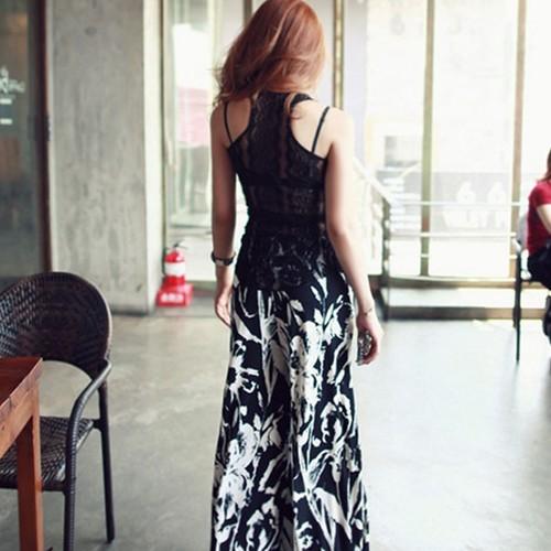 パンツ ガウチョパンツ レディース 2019 夏 夏物 サマー マキシ丈 ワイド フレア ブラック ボタニカル柄 S/M/L |  | 01