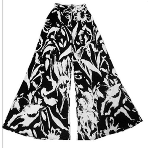 パンツ ガウチョパンツ レディース 2019 夏 夏物 サマー マキシ丈 ワイド フレア ブラック ボタニカル柄 S/M/L |  | 04