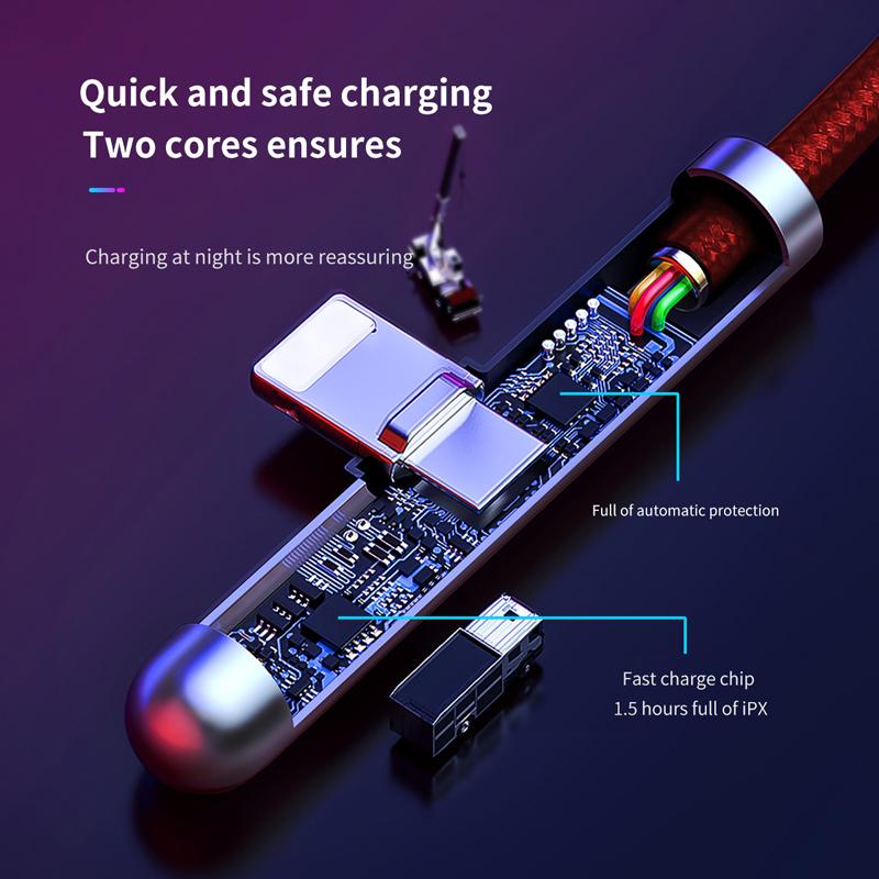 Baseus L字 ライトニングケーブル 2m Lightning iPhone充電ケーブル  1.5A 高速充電 光るLEDプラグ データ転送 | ブランド登録なし | 10