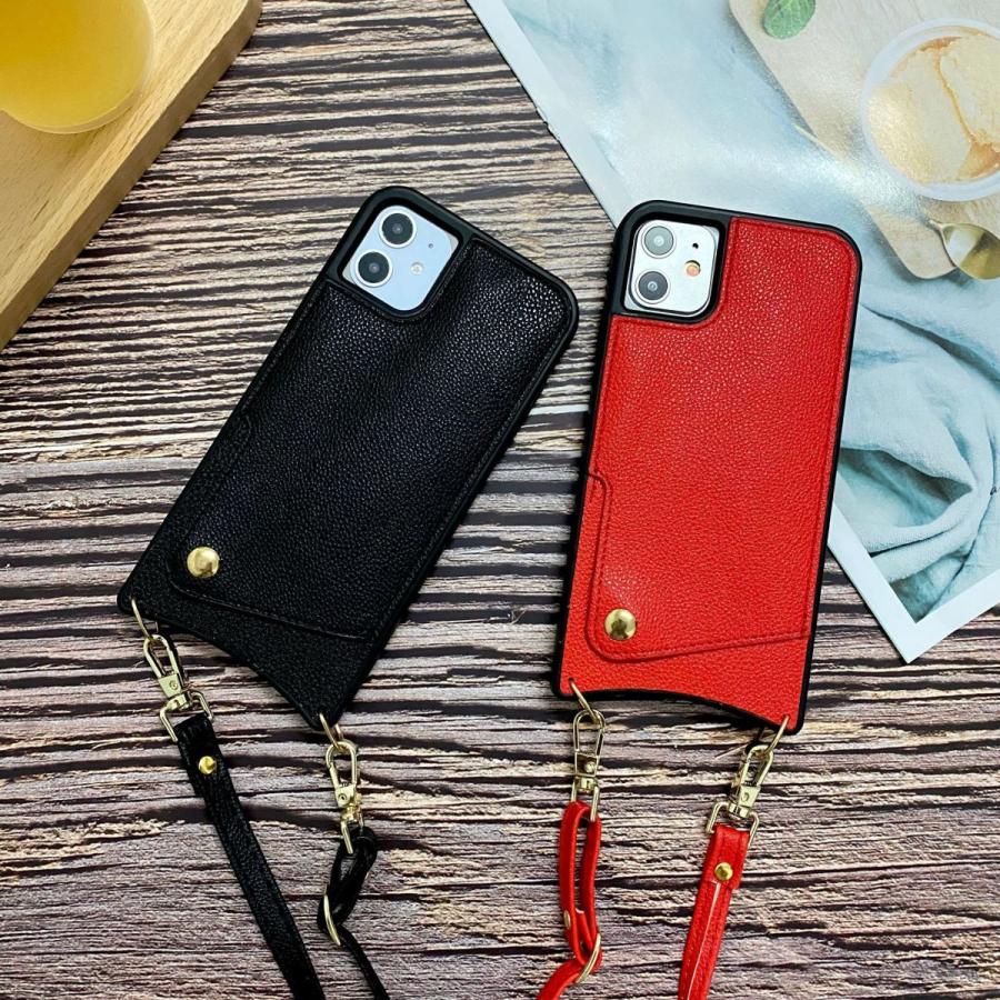 iPhone 12/12Pro/12ProMax ケース ショルダーストラップ 背面ポケット カードケース カバー スマホケース レザー バッグ | ブランド登録なし