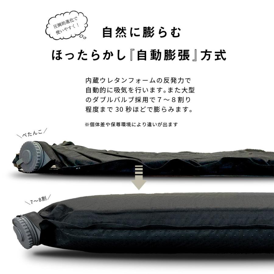 車中泊　エアマット　高密度ウレタンフォーム　ダブル　ラージサイズ　ブラック 車中泊マット Wサイズ アウトドア インフレータブルマット