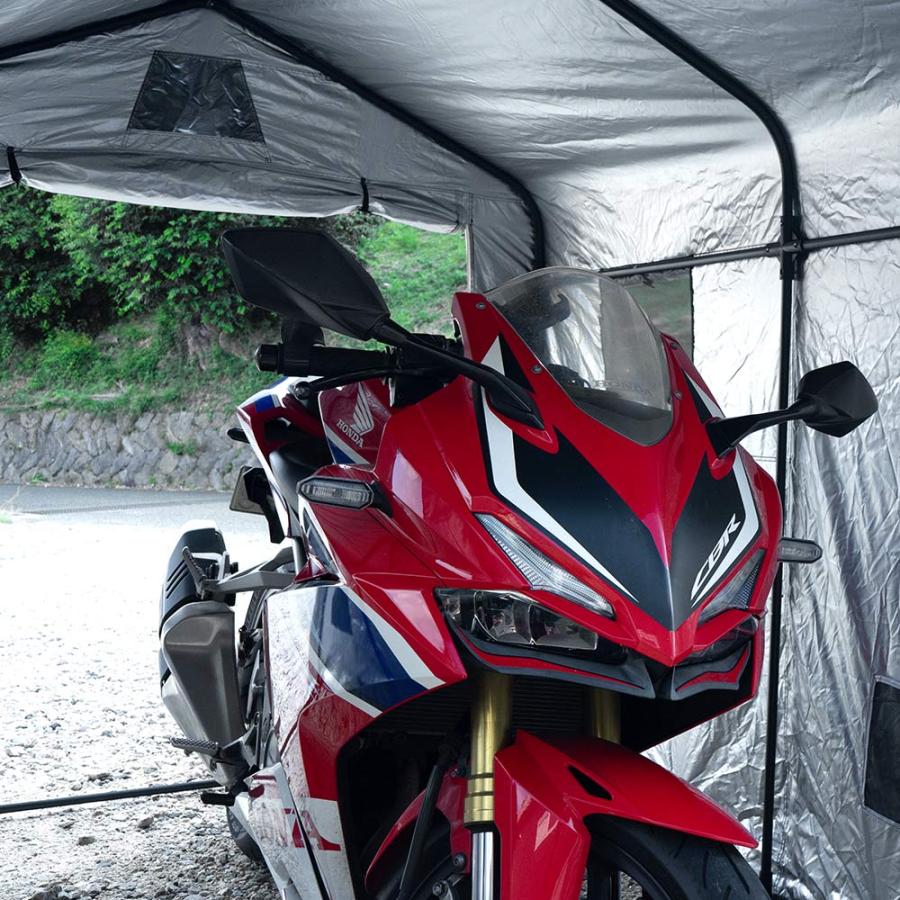 汎用 バイクガレージ タイヤ保管 タイヤカバー 収納 中型バイク2台対応 オートバイ 自転車 サイクルポート 日除け 防水 盗難防止 パーツ シェアスタイル 爆買_10