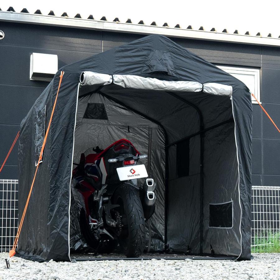 汎用 バイクガレージ タイヤ保管 タイヤカバー 収納 中型バイク2台対応 オートバイ 自転車 サイクルポート 日除け 防水 盗難防止 パーツ シェアスタイル 爆買_9
