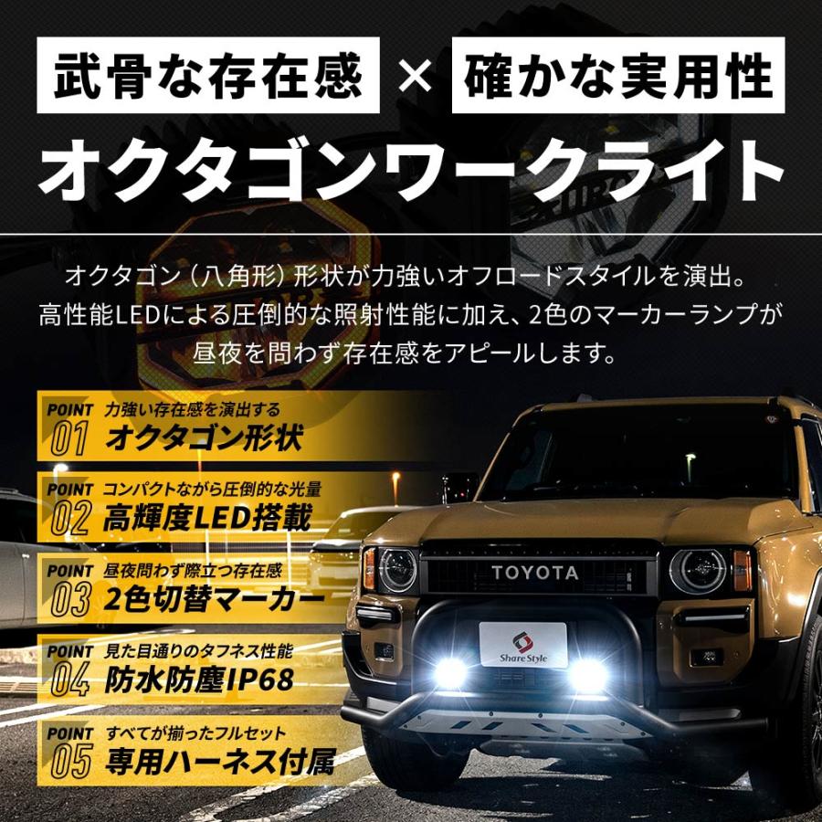 シェアスタイル 汎用LEDワークライト 作業灯 4インチ オクタゴンタイプ