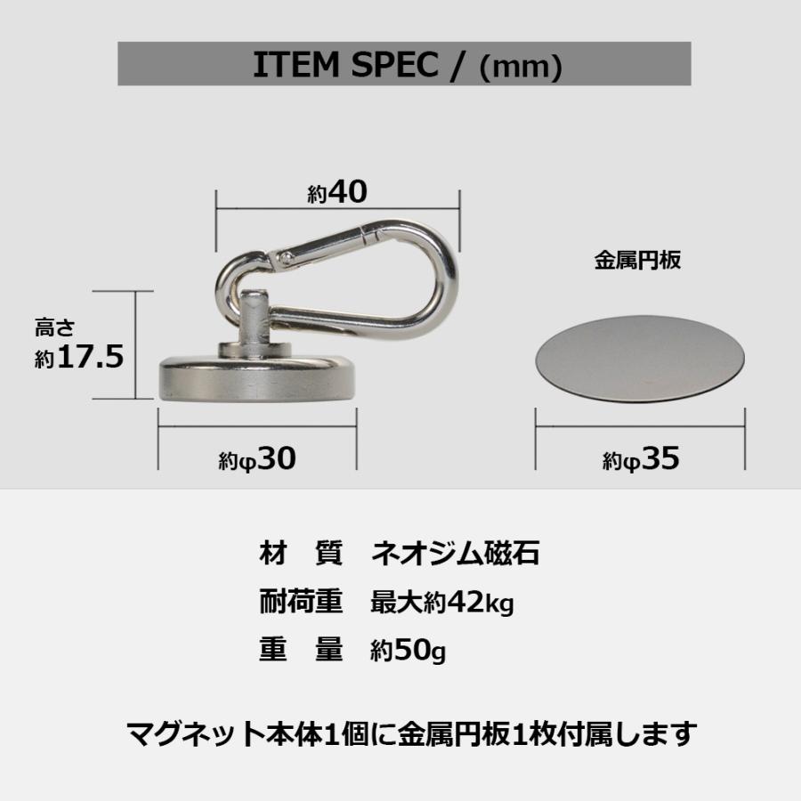 シェアスタイル カラビナ付き強力マグネットフック 貼り付け土台用金属