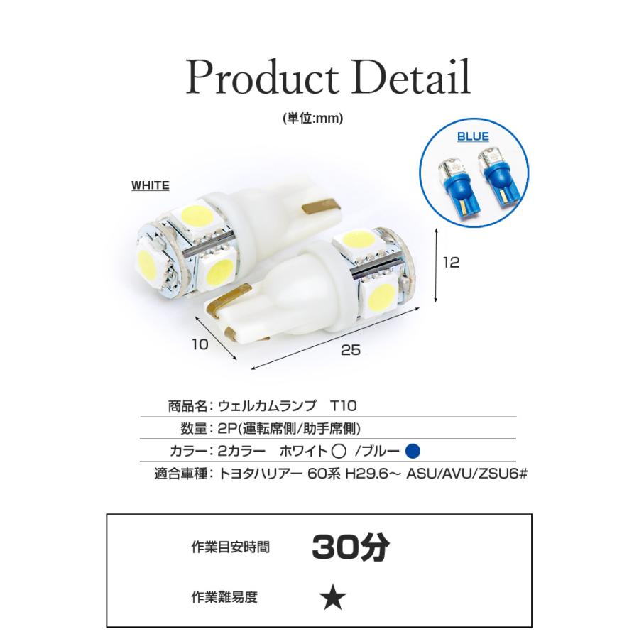シェアスタイル ハリアー 60系 後期 LED ウェルカムランプ 2P ホワイト 