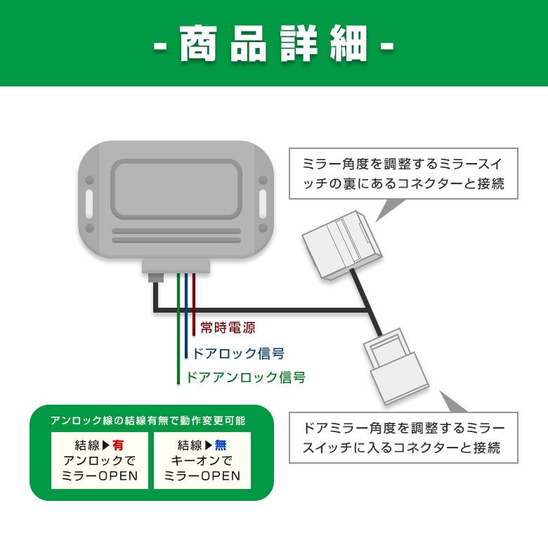 ハイエース 200系 6型 専用 キーレス連動ドアミラーオート格納ユニット  