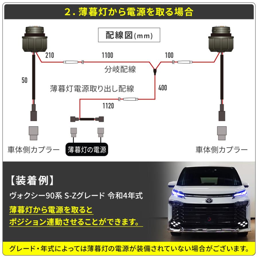 ヴォクシー 90系 全グレード対応 2色切替 ウインカーポジション LED ウィンカーランプ Bタイプ 2p デイライト ライト ZWR9#W MZRA9#W カスタム｜ss-style8｜17