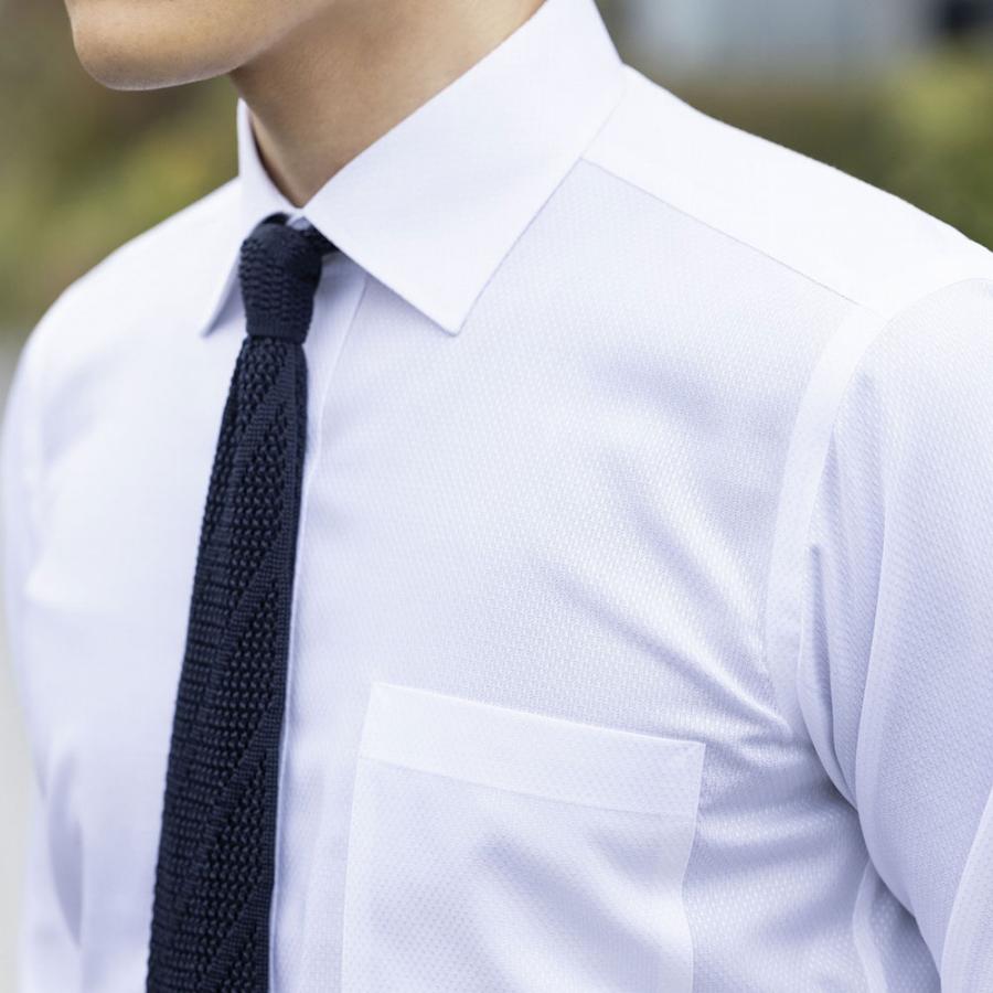 日清紡アポロコット スリムフィット 長袖 ワイシャツ メンズ  綿100％ 形態安定加工 白ドビー 【CFD243-200】 CHOYA SHIRT FACTORY 日清紡アポロコット スリムフィット 長袖