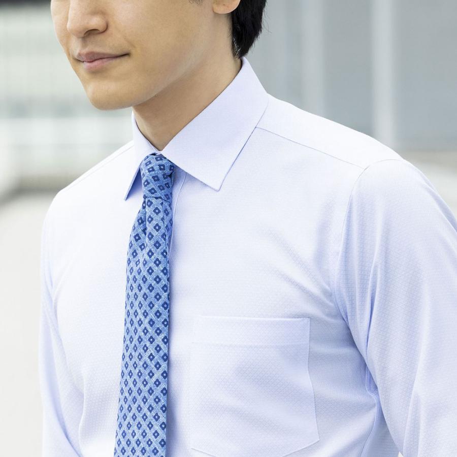 日清紡アポロコット スリムフィット 長袖 ワイシャツ メンズ  綿100％ 形態安定加工 青 ネイビ【CFD250-455】 CHOYA SHIRT FACTORY 日清紡アポロコット スリムフィット 長袖