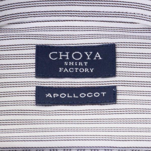 CHOYA SHIRT FACTORY 日清紡アポロコット 長袖 ワイシャツ メンズ 形態安定加工 モノトーンストライプ グレー ワイドカラー CH_24FA｜ss1946｜06