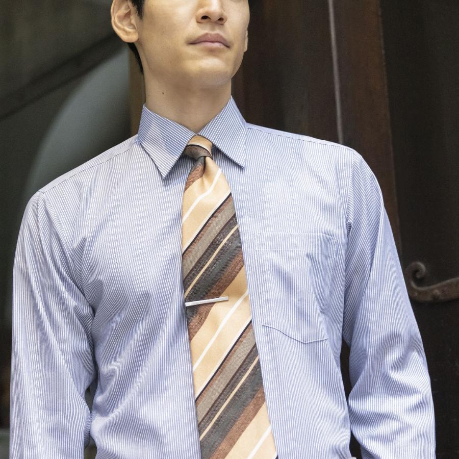 日清紡アポロコット 長袖 ワイシャツ メンズ 形態安定加工 ネイビー ストライプ レギュラーカラー 【CFD763-455】 CHOYA SHIRT FACTORY 日清紡アポロコット 長袖 ワイシャツ メンズ 形態