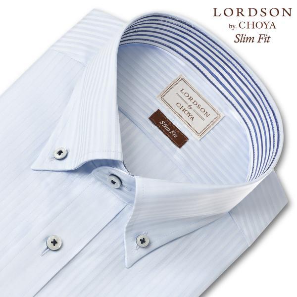 LORDSON by CHOYA Slim Fit 長袖 ワイシャツ メンズ ボタンダウン シャツ 形態安定加工 ブルードビースト_2