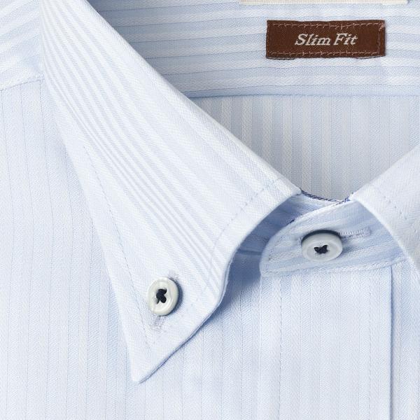 LORDSON by CHOYA Slim Fit 長袖 ワイシャツ メンズ ボタンダウン シャツ 形態安定加工 ブルードビースト_5