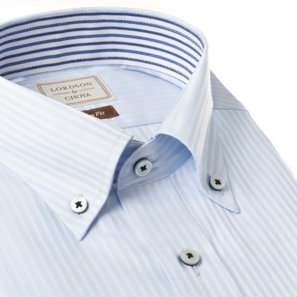 LORDSON by CHOYA Slim Fit 長袖 ワイシャツ メンズ ボタンダウン シャツ 形態安定加工 ブルードビースト_6