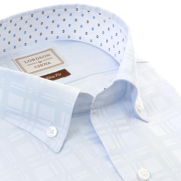 LORDSON by CHOYA Slim Fit 長袖 ワイシャツ メンズ スキッパーカラー