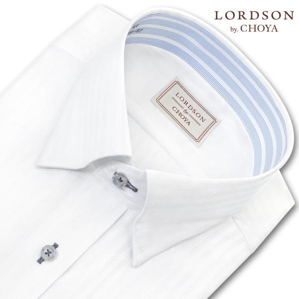 LORDSON by CHOYA 長袖 ワイシャツ メンズ 春夏秋冬 形態安定加工 白ドビーストライプ スナップダウン シャツ|綿100％｜ss1946｜02