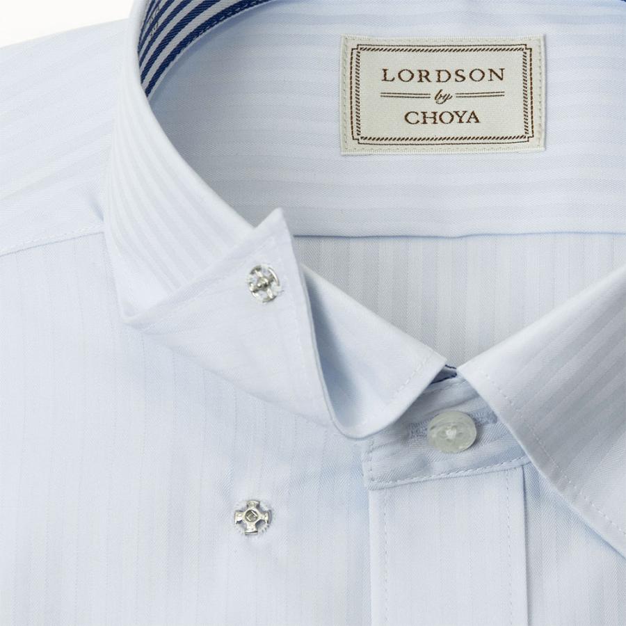LORDSON by CHOYA 半袖 ワイシャツ メンズ形態安定加工 ブルー ドビー
