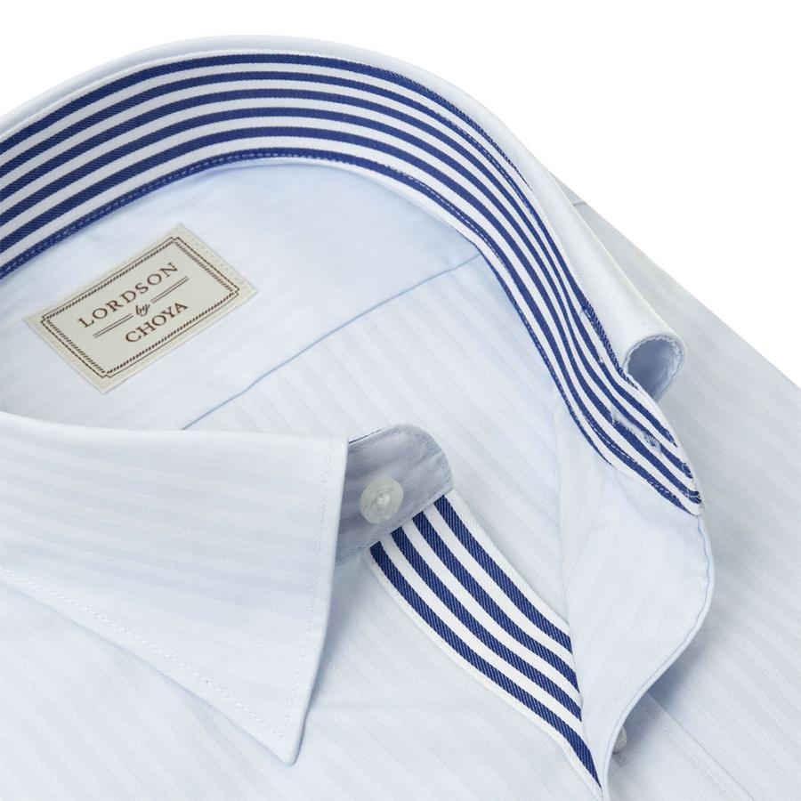 LORDSON by CHOYA 半袖 ワイシャツ メンズ形態安定加工 ブルー ドビー