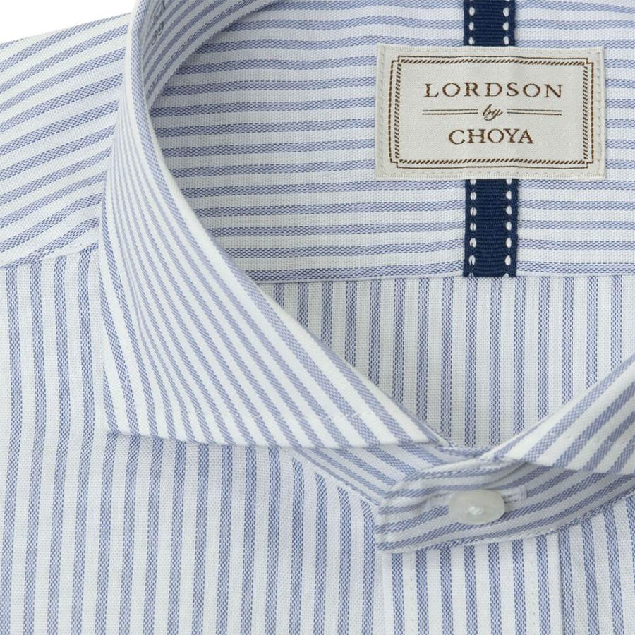 LORDSON by CHOYA 半袖 ワイシャツ メンズ形態安定加工 ブルー ネイビー ストライプ カッタウェイ : シャツステーション ...