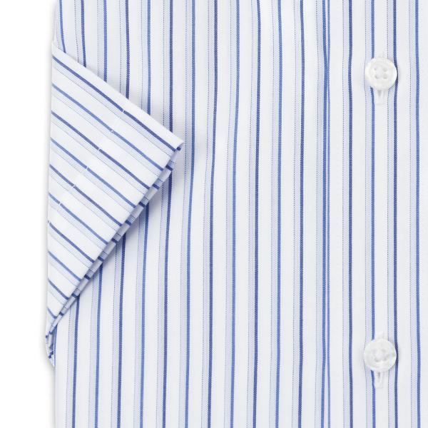 LORDSON Yシャツ 半袖 ワイシャツ メンズ形態安定 ブルーストライプ