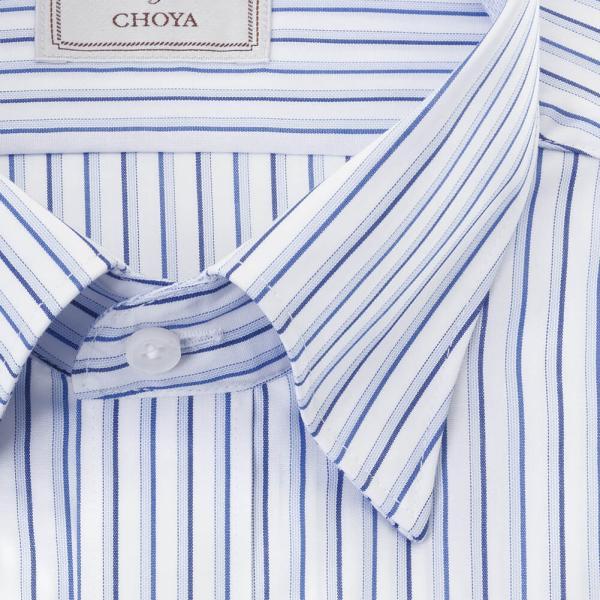 LORDSON Yシャツ 半袖 ワイシャツ メンズ形態安定 ブルーストライプ