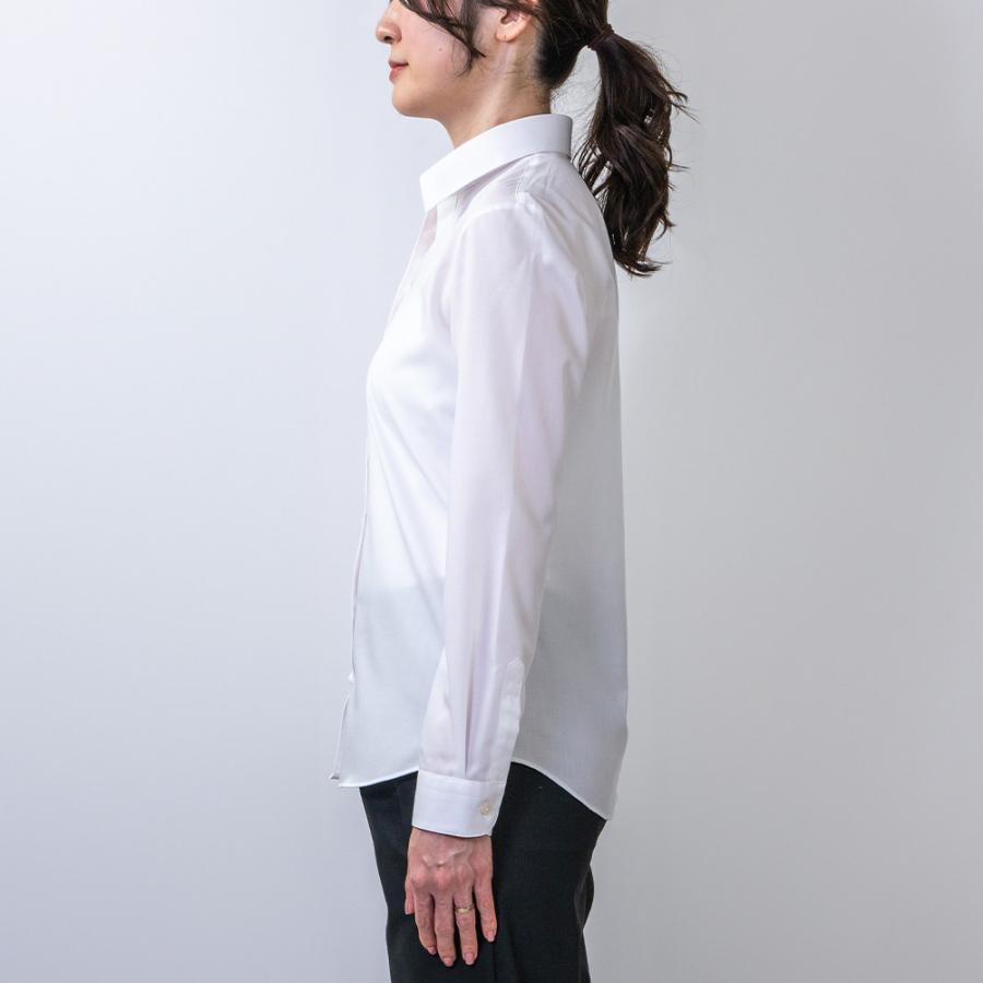 レディースシャツ 日清紡アポロコット 長袖 ワイシャツ綿100％ 形態安定加工 スキッパー オフィス【CQD002-100】 CHOYA SHIRT FACTORY レディースシャツ 日清紡アポロコット 長袖