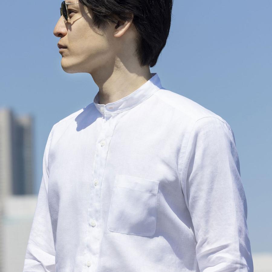 CHOYA URBAN STYLE カジュアルシャツ リネンシャツ スタンドカラー 白