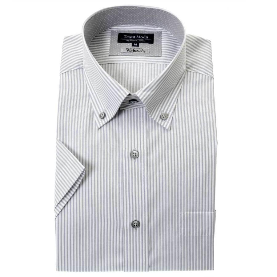 ドレスシャツ メンズ半袖スリムフィット 形態安定ワイシャツ GMN510-480 グレーYシャツ 3L,｜ss1946