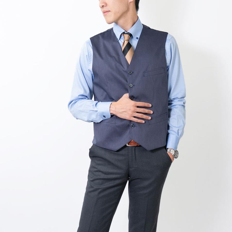 MAJI ネイビー ストライプ　3ピース　ジレ　ベスト SHIRT HOUSE ジレ ベスト ネイビー ストライプ 紺 シャツハウス