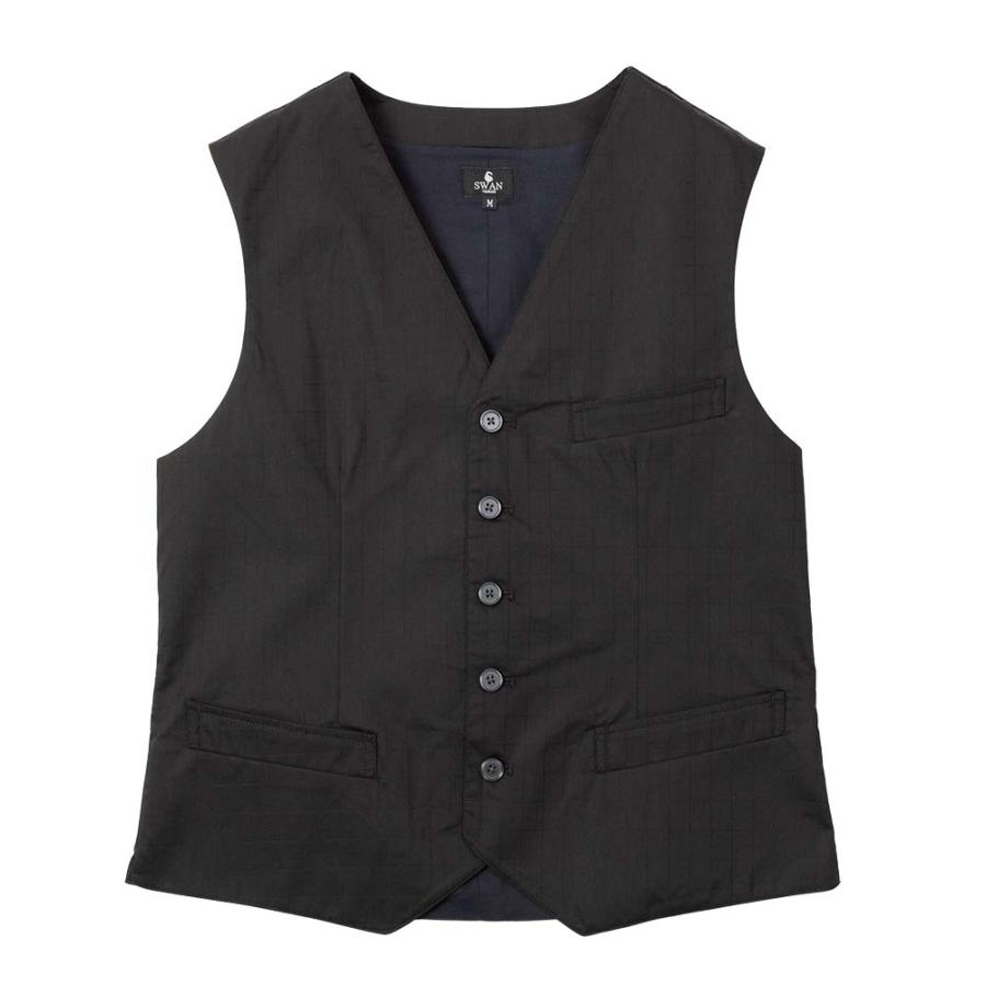 SHIRT HOUSE ジレ ベスト 黒 ブラック 格子柄 ドビー ブラックレーベル