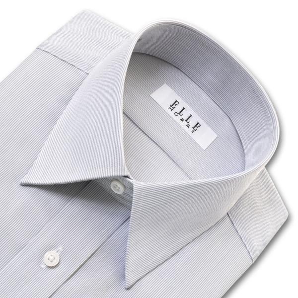 ELLE HOMME 長袖 ワイシャツ メンズ 形態安定 ゆったり グレーストライプ レギュラーカラー 綿：50% ポリエステル：50% 灰色｜ss1946｜02
