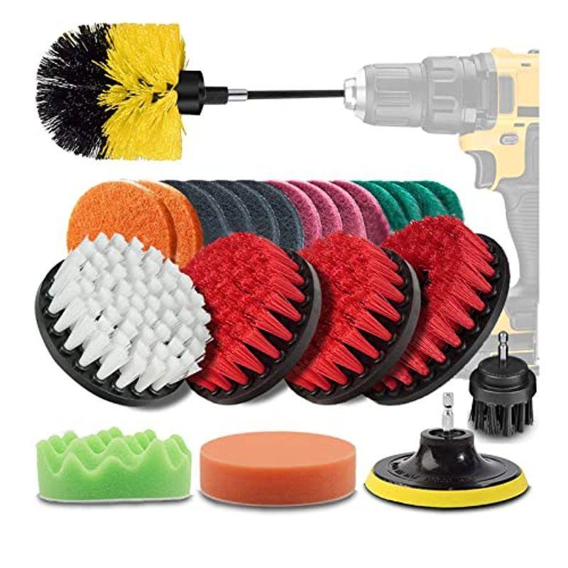ドリルブラシ スクラブパッド 26点セットGOH DODD 電動掃除用ブラシ 回転ブラシ スポンジバフ アタッチメント付き タイヤ バイク