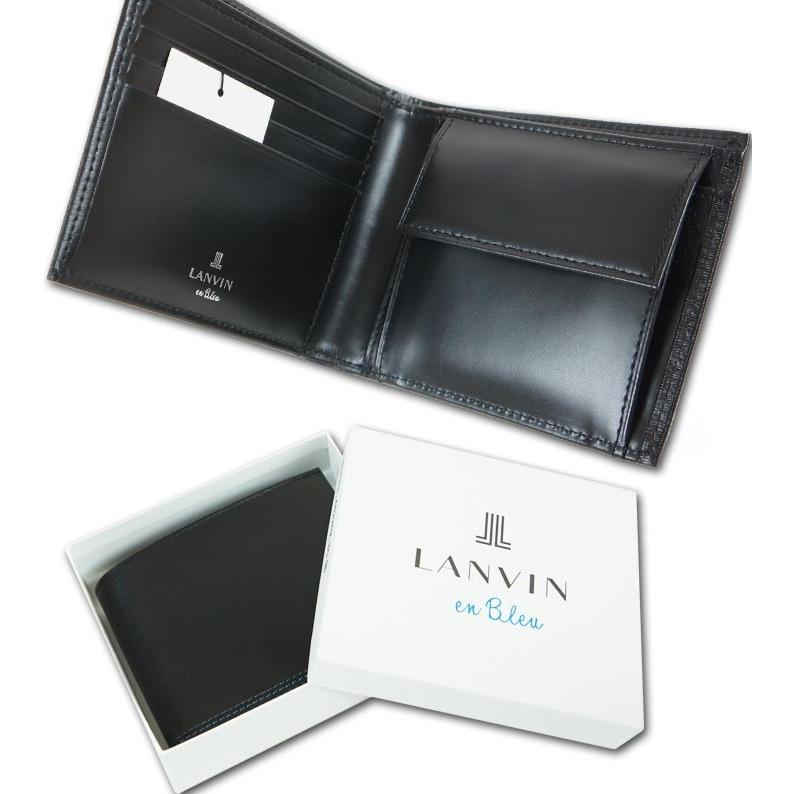 在庫限り ランバンオンブルー Lanvin En Bleu 牛革 二つ折り財布 メンズ ブラック 黒総合ランキング1位 Www Servblu Com