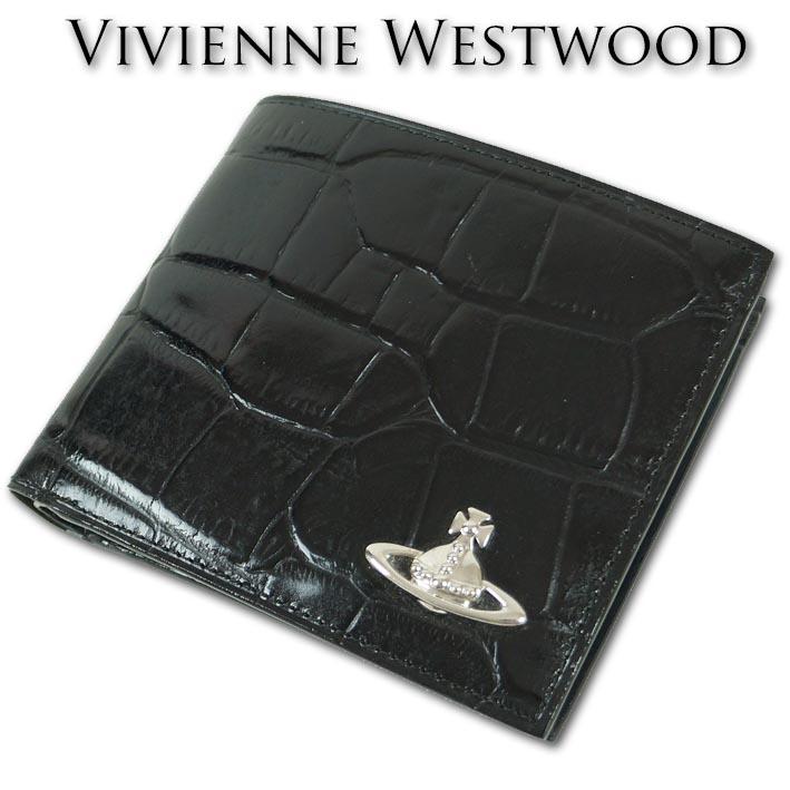 ヴィヴィアンウエストウッド Vivienne Westwood 牛革 クロコ型押し 二つ折り財布 メンズ ブラック 黒 セレクトスペースカラーズ 通販 Yahoo ショッピング
