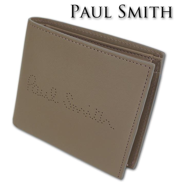 ポールスミス Paul Smith レシートストーリー 牛革 二つ折り財布 メンズ  トープ｜ssc