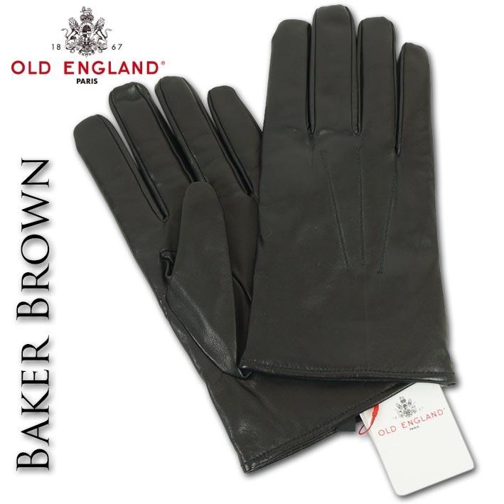 Baker Brown（ベイカーブラウン） 羊革 レザー 手袋 メンズ ブラック 黒 OLD ENGLAND イギリス製｜ssc