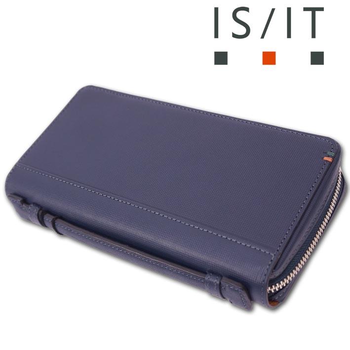 【新品】ISIT クラッチ ウォレット 牛革　紺色　22,000円 新品】ISIT クラッチ ウォレット 牛革紺色22,000円