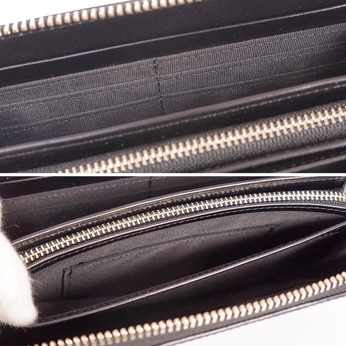 TAKEO KIKUCHI タケオキクチ 牛革 ラウンドファスナー 長財布 ブラック