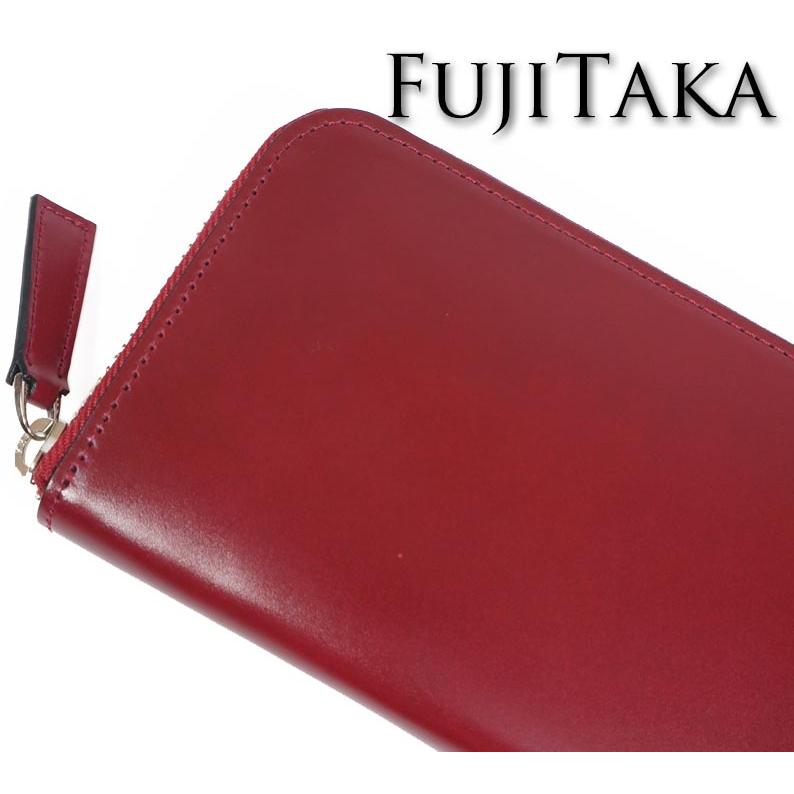 フジタカ FUJITAKA コードバン ラウンドファスナー 長財布 ジェメ メンズ レッド系 日本製 定価61,600円 馬革／牛革 小傷あり｜ssc｜04