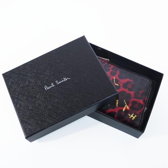 ポールスミス Paul Smith 山羊革／羊革 スティルライフレオパード L字 